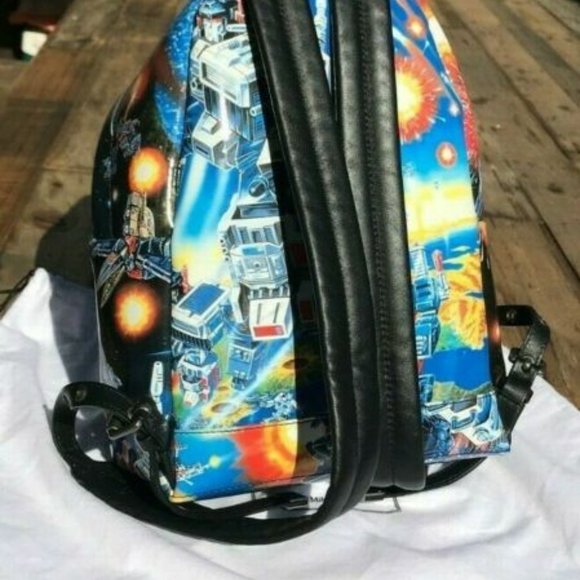 AW17 Moschino Couture Jeremy S. Transformers Blue Yellow Black Print Backpack main image 6